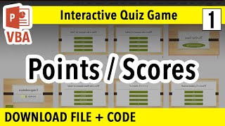 How to make PowerPoint Interactive Quiz Game  PointsPercentagesScore  PPT VBA Macro Tutorial [upl. by Fidole]