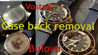 Bulova Mil Ships case back removal and Vostok Amphibia comparison [upl. by Eeniffar]