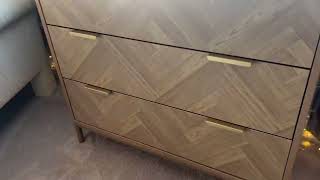 3 Drawer Chest Dresser Mid Century Natural Oak Organizer Bedroom Furniture with Gold Metal Legs [upl. by Nottap]