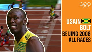 ALL of USAIN BOLTs 🇯🇲 individual races at Beijing 2008 [upl. by Zach394]