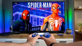 SPIDERMAN MILES MORALES On 65quot 4K ULED TV  PS4 Slim POV Gameplay [upl. by Ilsa]