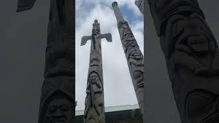 Totem Poles outside the entrance of Vancouver International Airport history nativeamericanart [upl. by Debee]