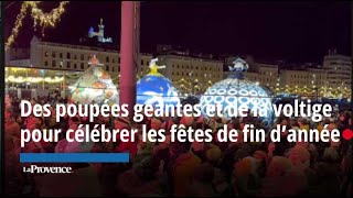 À Marseille des poupées géantes et de la voltige pour les fêtes de fin dannée [upl. by Ardnoik]