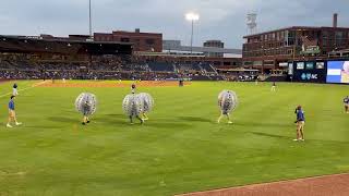 CData Plays Knockerball at Durham Bulls Game [upl. by Laekcim]