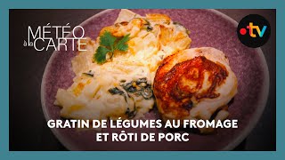 Gastronomie  gratin de légumes au fromage et rôti de porc [upl. by Merideth79]