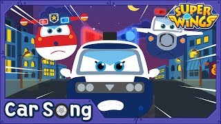 Police Car  English Song  SuperWings Songs for Children [upl. by Yelssew471]