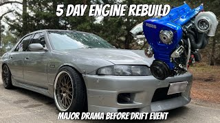 Rebuilding My RB25 In 5 Days  Engine Drama [upl. by Anihta288]