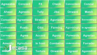 English Vocabulary  Lesson 26  Agreeable Agonized Agreed Agonistic Agrestic Ahead  Synonyms [upl. by Balf]
