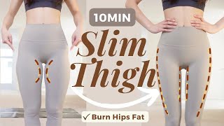 10min Easy Slim Thighs workout Toned Inner amp Outer Thighs Burn Hips Fat  100 RESULT [upl. by Eliathan]