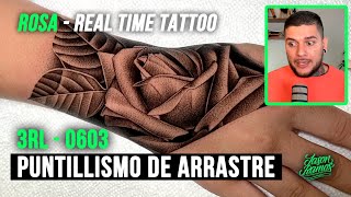 Puntillismo de Arrastre Rosa Tatuaje  Dot Shading TATTOO Hand  Aguja 3rl yo3rl [upl. by Aihsenek]