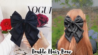 Double Bow in A Bow⁉️ How to Make Bow Hair Clip Accessories at Home  Easy to Make A Double Bow DIY [upl. by Atikam304]