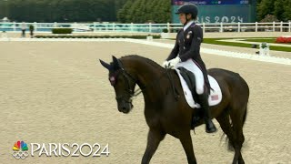 Liz HallidaySharp leads the way for US eventing team in dressage  Paris Olympics  NBC Sports [upl. by Aznarepse]