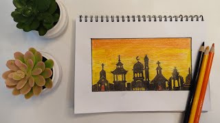 Drawing Places of Worship All Religions for Tolerance  Menggambar rumah ibadah semua agama [upl. by Anastice]