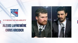 NYR at CAR Alexis Lafrenière and Chris Kreider Postgame Availability  May 9 2024 [upl. by Xel]