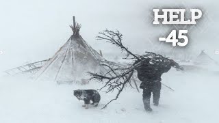 EXTREME 45° Solo Camping 4 Days  Snowstorm amp Hot Tent Winter Camping In Deep Snow  ASMR [upl. by Aidnac]