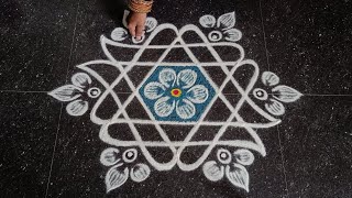 Vaigasi madham simple padi kolam  53 easy pandaga muggulu  easy rangoli  rangoli kolangal [upl. by Eskil]