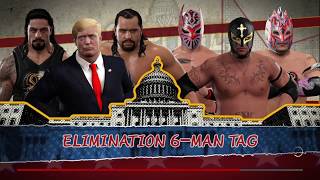 WWE 2K17 Rey MysterioSin CaraKalisto VS TrumpRusevReigns Requested 6Man Elimination Tag Match [upl. by Clarissa]