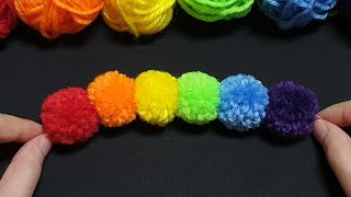 Super Easy Pom Pom Making Idea with Woolen  Hand Embroidery Amazing Trick  Easy Wool Flower Making [upl. by Keil]