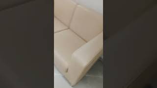 Rexine Cream colour 2 seater sofa square handle [upl. by Nahta152]