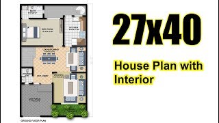 27x40 House plan with details  House plans by Asif [upl. by Margaretha]