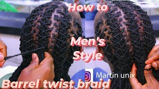 How to Style Barrel Twist Braid on Dreads for Men with Low Ponytail [upl. by Haeli]