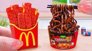 Best Fries Street Food 😘 Miniature Black Bean Noodles and Cheetos French Fries 🍟 Tina Mini Cooking [upl. by Enimsay]