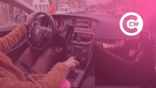 ✳️DRIVING DOWNTOWN🏙high heeled ankleboots teddy coat leather dress pantyhose Volvo V40 Car ASMR [upl. by Agostino]