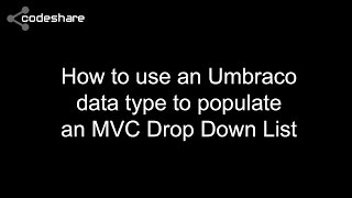 How to use an umbraco data type to populate an mvc drop down list [upl. by Martinic]