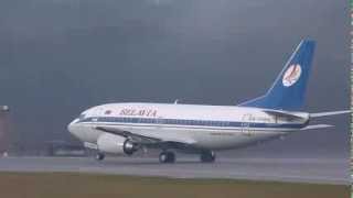 HD Belavia Boeing 737500 take off at GenevaGVALSGG [upl. by Dena]