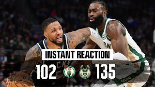 INSTANT REACTION Celtics sit starters in second half after falling behind 37 points to Bucks [upl. by Anum272]