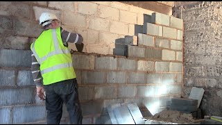 Bricklaying How to lay light blocks [upl. by Nednerb]