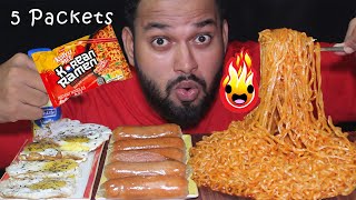 EATING Kottu Mee Korean Ramen Noodles 5 Packets N Eggs With Kochchi Sausages [upl. by Tertius]