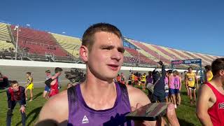 Mitchell Hiatt of Onsted reacts to winning D3 MHSAA cross country title [upl. by Bock]