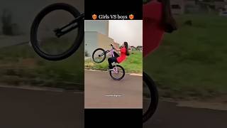 Cycle stunt girls vs boys viralvideo trendingshorts youtubeshorts wheele stunt [upl. by Neill575]