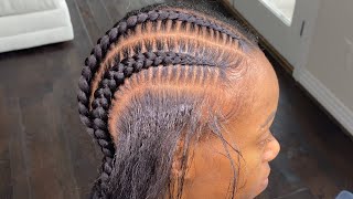 How I get STRAIGHT  PROPORTIONAL PARTS  with Straight Back Braids [upl. by Rubie]