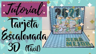 TARJETA ESCALONADA 3D FACIL TUTORIAL DE SCRAPBOOK [upl. by Anabelle]