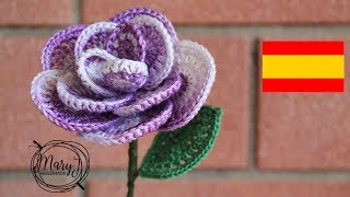 Flor tejida a crochet  Rosa  MARYJ HANDMADE [upl. by Rehoptsirhc]