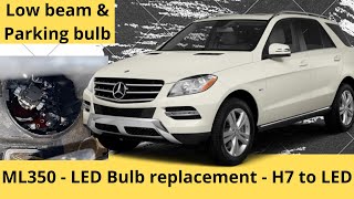 MERCEDES  ML350  How to install LED bulb in Halogen headlights [upl. by Sauder939]