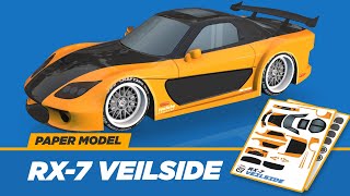 Paper Craft  How to make RX7 Veilside paper car model  RX7 Veilside sport car  Tokyo Drift [upl. by Annez]