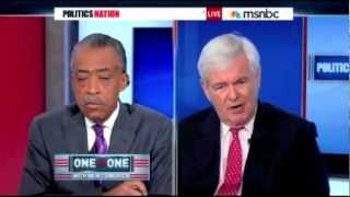 Al Sharpton and Newt Gingrich BATTLE Over Food Stamps and Obama [upl. by Ahsele462]