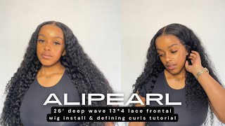 LACE WHERE UPGRADED SINGLE KNOT DEEP WAVE WIG INSTALL amp DEFINING CURLS TUTORIAL  ALIPEARL HAIR [upl. by Nicks]