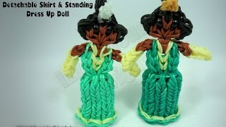 Rainbow Loom Princess Tiana Charm Action Figure  Detachable Skirt amp Standing Doll  Gomitas [upl. by Yenruogis]