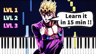 Giornos Theme  Meme Song  EASY Piano tutorial Synthesia [upl. by Serena]