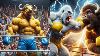 The Boxing Buffalo Vs King Kong catlover aicat cute cutecat🥊🥊クメール武道 cat ai [upl. by Ronoel]