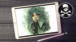 Green Girl ● iPad Digital Painting ● Procreate ● Paintstorm Studio 2018  Sephiroth Art [upl. by Joycelin]