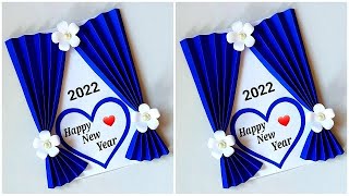 Happy New year card making 2022  DIY New year card ideas  Easy and beautiful card for New year [upl. by Ardnaik]