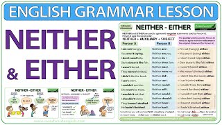 NEITHER  EITHER  English grammar lesson [upl. by Diskson831]