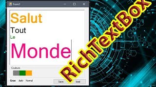 Visual Basic Net Le contrôle RichTextBox Tutoriel avancé  exemple dutilisation [upl. by Acinnor]