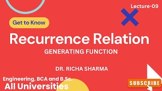 Recurrence Relation Generating Function Discrete MathematicsPart9 [upl. by Aroc112]