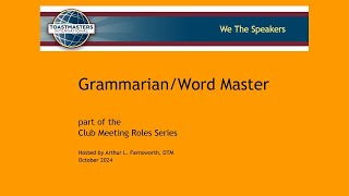 GrammarianWord Master club meeting role [upl. by Nahgeam128]